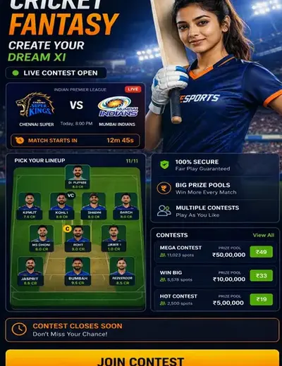 Comes (come come app) fantasy cricket & matchday visual 3